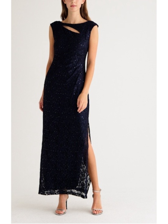 connected apparel Dresses & Skirts - Connected Apparel Navy Sequin Lace Sheath Dress Size 12 NWT